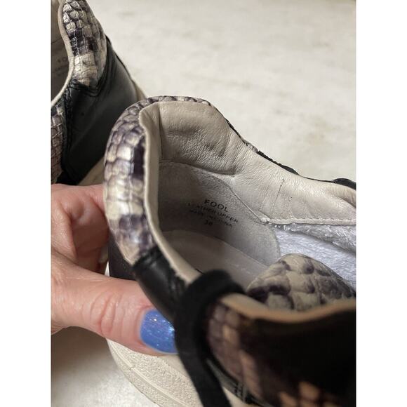 NEW ASH Fool STAR Snake Print Trimmed black Leather Platform Sneakers Size EU 38 - Picture 11 of 14